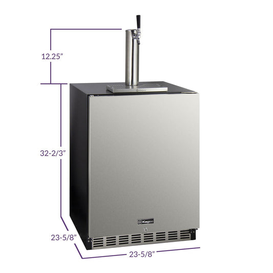 Kegco Single Tap ADA Undercounter Kegerator with X-CLUSIVE Premium Direct Draw Kit - Right Hinge