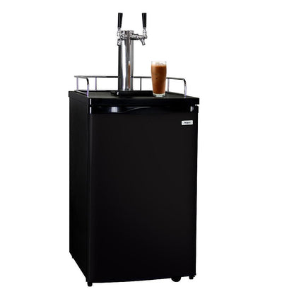 Kegco Dual Faucet Javarator Cold-Brew Coffee Dispenser with Black Cabinet and Door