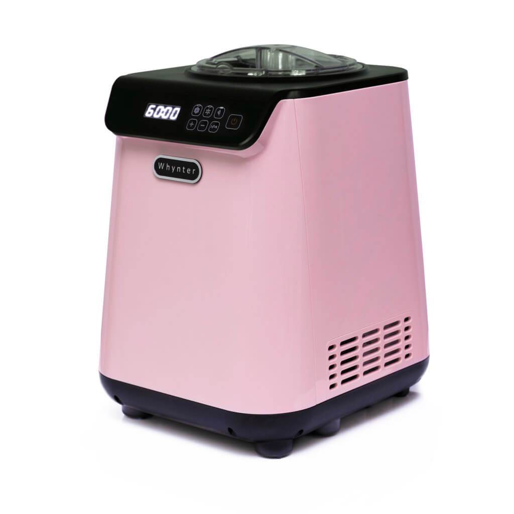 Whynter 1.28 Quart Capacity Compact Upright Automatic Compressor Ice Cream Maker with Stainless Steel Bowl Limited Black Pink Edition ICM-128BPS