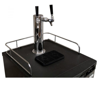 Dual Tap Faucet Kegerator with Black Cabinet and Stainless Steel Door