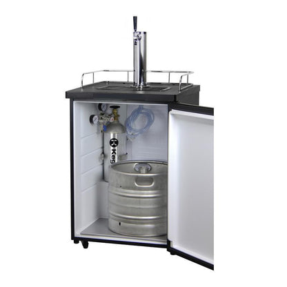 Single Faucet Keg Beer Dispenser Kegerator - Black Cabinet with Matte Black Door