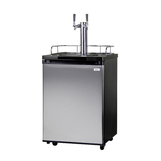 Two Keg Tap Faucet Beer Dispenser - Black Cabinet with Stainless Steel Door