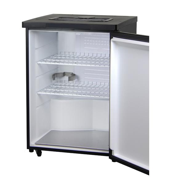 Kegco Triple Faucet Kombucharator with Black Cabinet and Stainless Steel Door