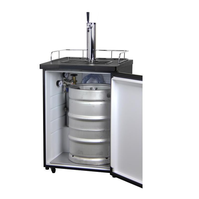 Single Faucet Keg Beer Dispenser Kegerator - Black Cabinet with Matte Black Door