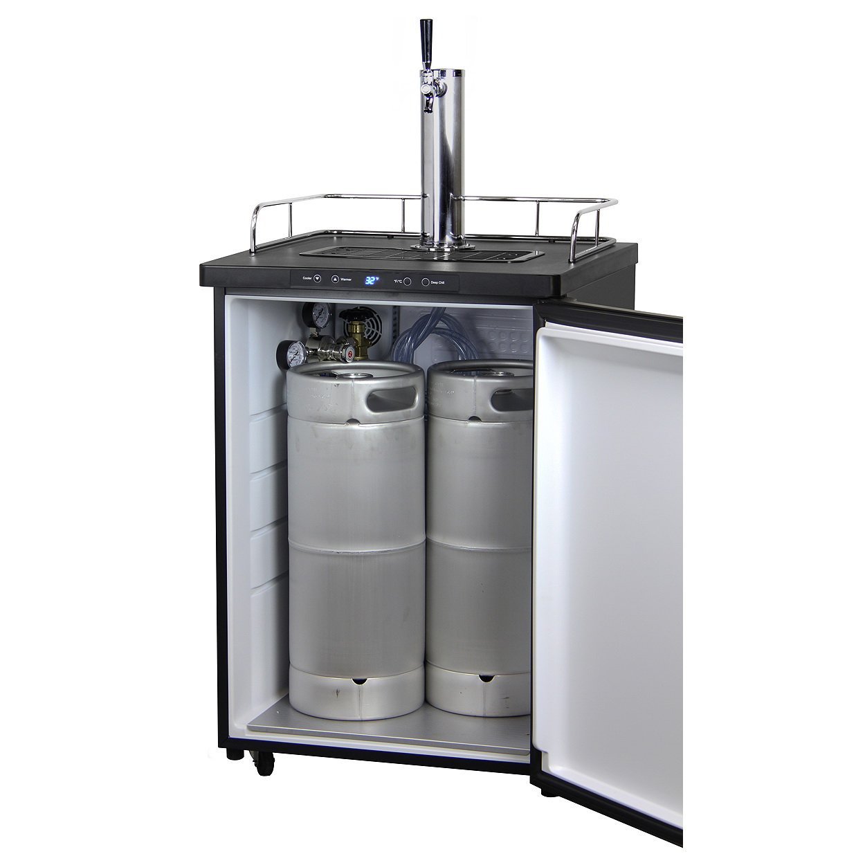 Kegco Digital Kombucha Keg Cooler - Black Cabinet with Stainless Steel Door