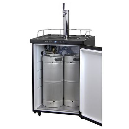 Kegco Digital Kombucha Keg Cooler - Black Cabinet with Stainless Steel Door