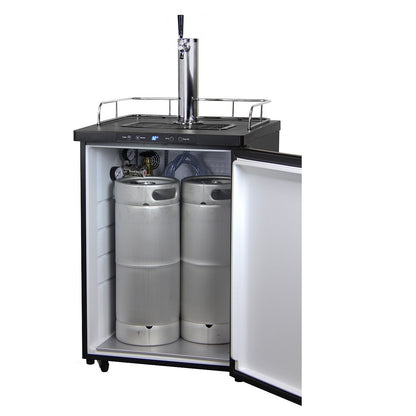 Single Tap Beer Faucet Keg Dispenser with Digital Control - Black Cabinet with Matte Black Door