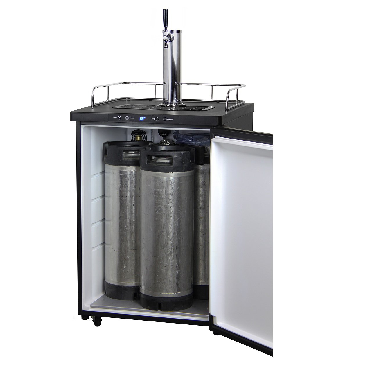 Single Tap Beer Faucet Keg Dispenser with Digital Control - Black Cabinet with Matte Black Door