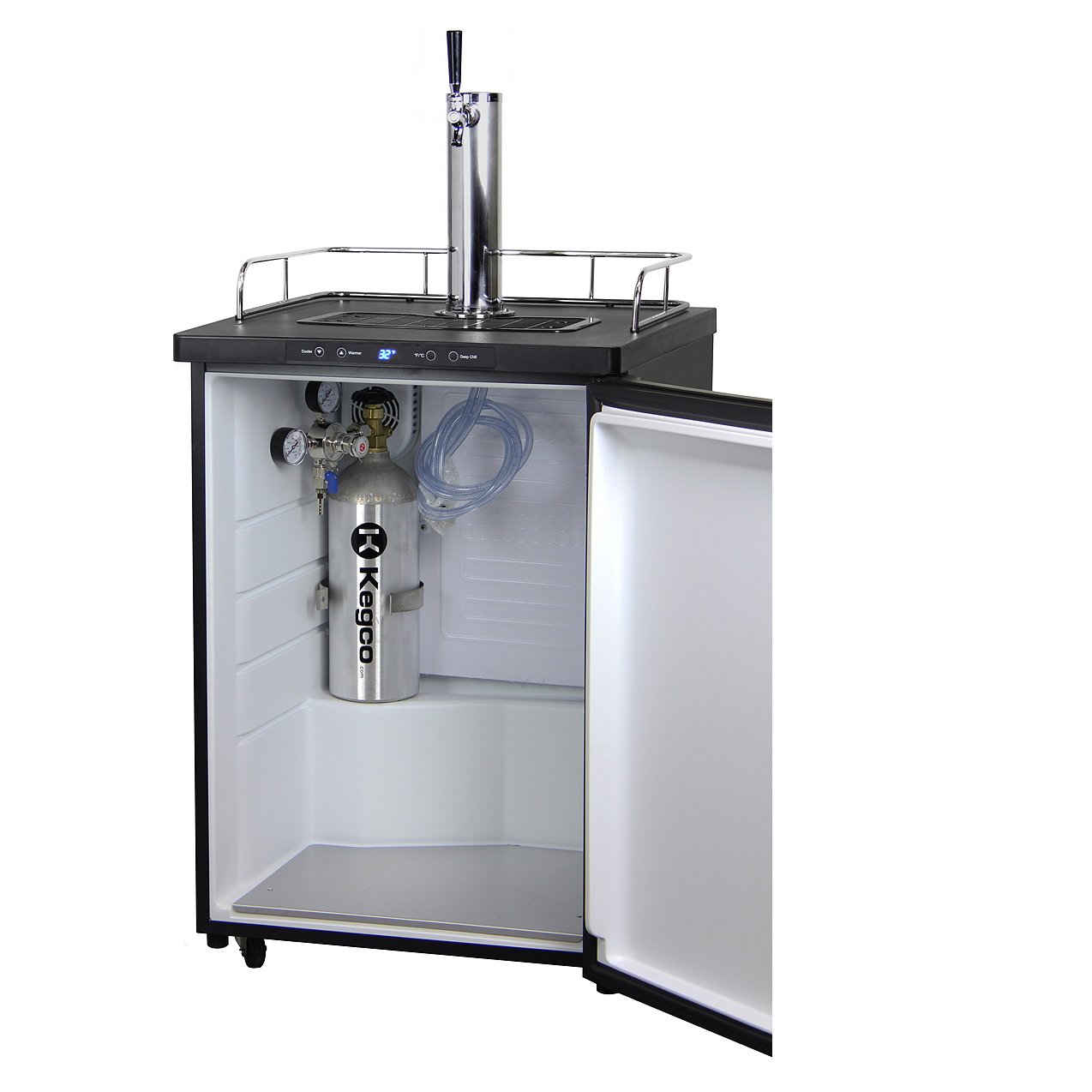 Single Tap Beer Faucet Keg Dispenser with Digital Control - Black Cabinet with Matte Black Door
