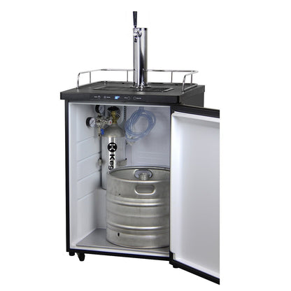 Single Tap Beer Faucet Keg Dispenser with Digital Control - Black Cabinet with Matte Black Door