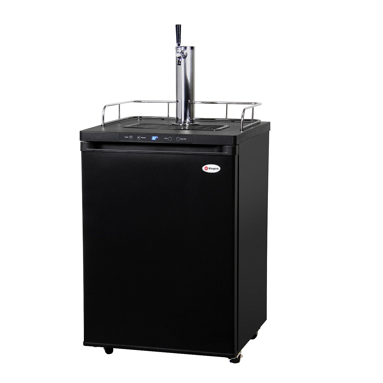 Single Tap Beer Faucet Keg Dispenser with Digital Control - Black Cabinet with Matte Black Door
