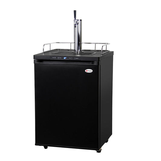Single Tap Beer Faucet Keg Dispenser with Digital Control - Black Cabinet with Matte Black Door