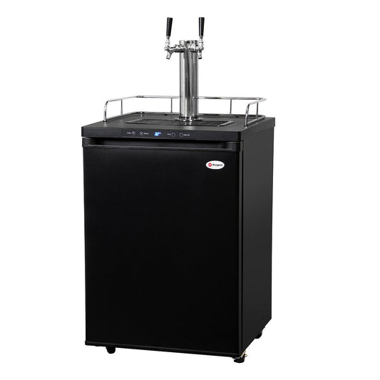 Kegco K309B-2NK Dual Tap Faucet Kegerator with Digital Temp Control - Black Matte Cabinet and Door
