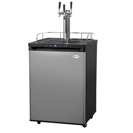 Kegco Three Keg Tap Faucet Digital Kegerator - Black Matte Cabinet and Stainless Steel Door