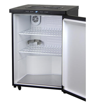 Kegco One Tap Faucet Digital Temperature Kegerator - Black Cabinet with Black Stainless Steel Door
