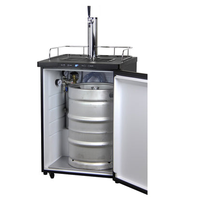 Single Tap Beer Faucet Keg Dispenser with Digital Control - Black Cabinet with Matte Black Door