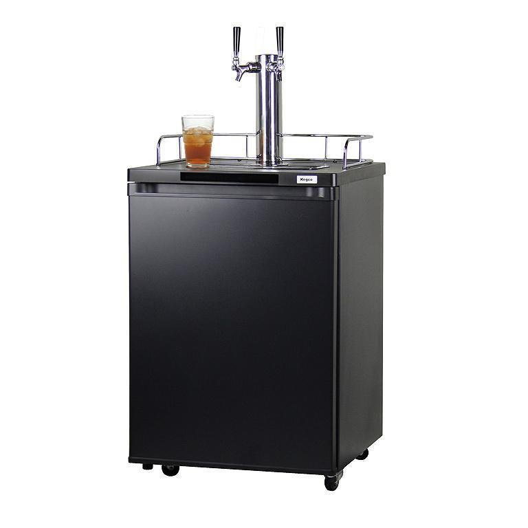 Kegco Dual Faucet Kombucha Keg Cooler with Black Cabinet and Door