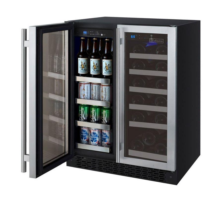 24" Wide FlexCount II Tru-Vino 18 Bottle/66 Cans Dual Zone Stainless Steel Wine Refrigerator/Beverage Center