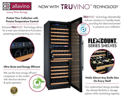 47" Wide FlexCount II Tru-Vino 344 Bottle Four Zone Black Side-by-Side Wine Refrigerator