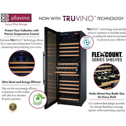 Allavino 177 Bottle Single Zone Black Wine Refrigerator