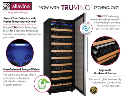 24" Wide Vite II Tru-Vino 99 Bottle Single Zone Stainless Steel Right Hinge Wine Refrigerator