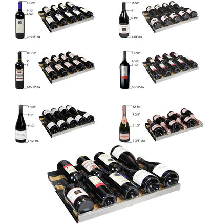 47" Wide FlexCount II Tru-Vino 344 Bottle Four Zone Black Side-by-Side Wine Refrigerator