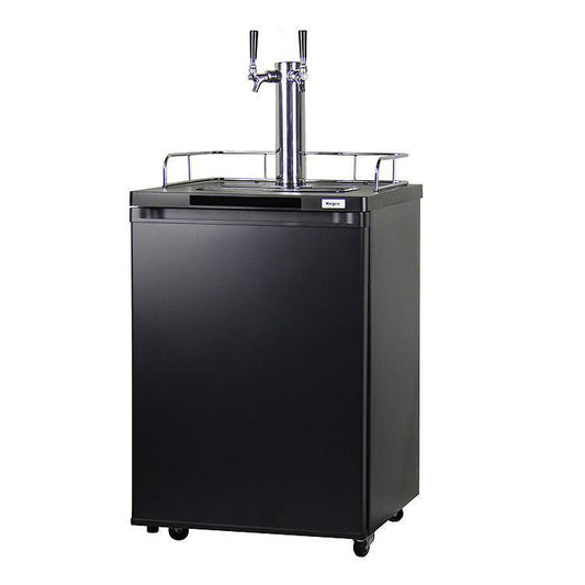 Dual Faucet Tap Kegerator - Black Cabinet with Matte Black Door