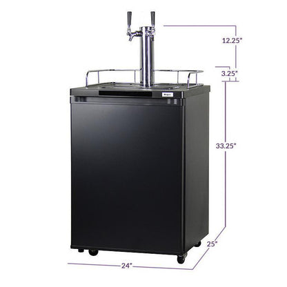 Kegco Dual Faucet Kombucha Keg Cooler with Black Cabinet and Door