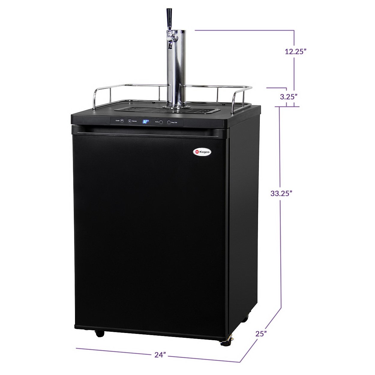 Kegco Digital Kombucharator - Black Cabinet with Matte Black Door