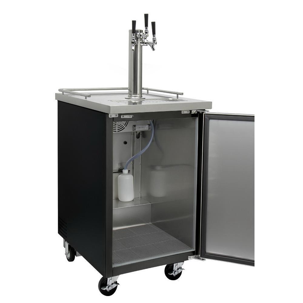 Kegco Three Tap Commercial Kombucharator Kombucha Keg Dispenser - Black