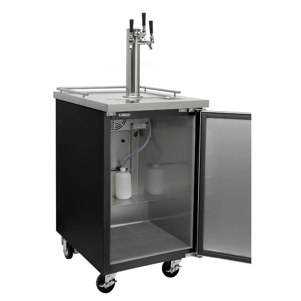 Kegco Three Keg Tap Faucet Commercial Grade Kegerator - Black Cabinet with Black Door