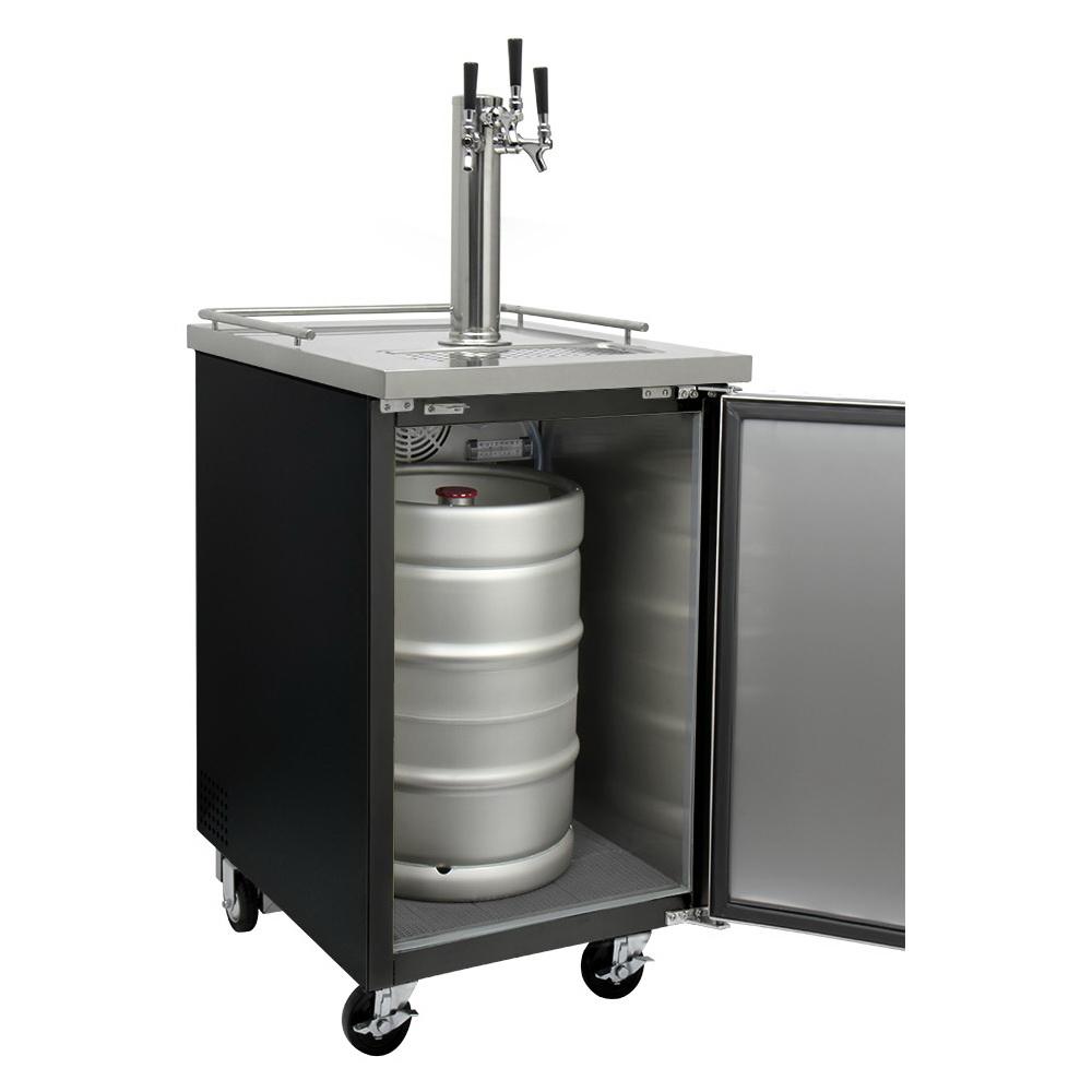 Kegco Three Keg Tap Faucet Commercial Grade Kegerator - Black Cabinet with Black Door
