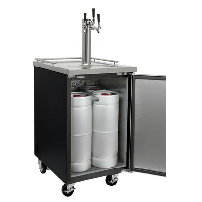 Kegco Three Tap Commercial Kombucharator Kombucha Keg Dispenser - Black
