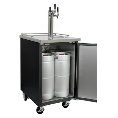 Kegco Three Keg Tap Faucet Commercial Grade Kegerator - Black Cabinet with Black Door