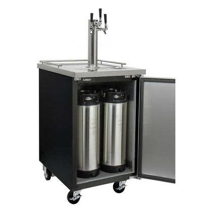 Kegco Three Keg Tap Faucet Commercial Grade Kegerator - Black Cabinet with Black Door