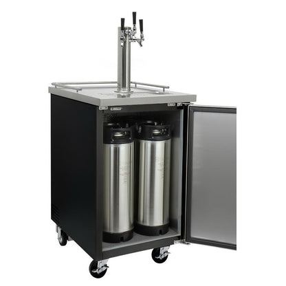 Kegco Three Tap Commercial Kombucharator Kombucha Keg Dispenser - Black
