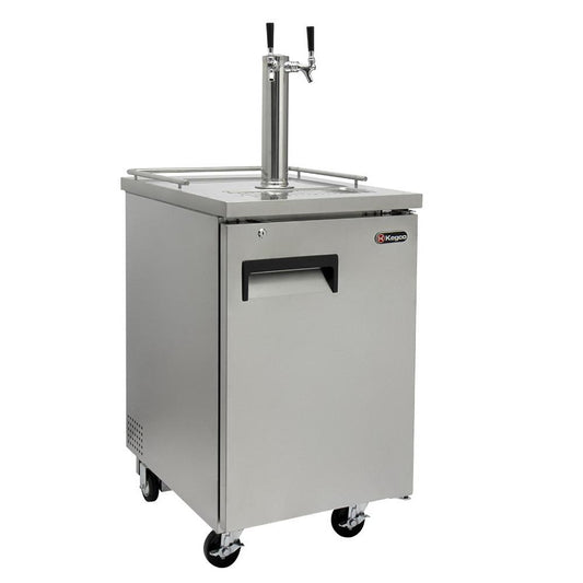 Kegco Two Tap Commercial Kombucharator Kombucha Keg Dispenser - Stainless Steel