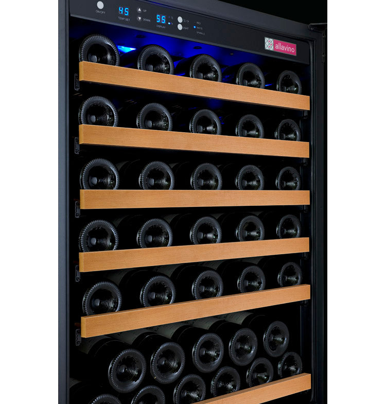 47" Wide FlexCount II Tru-Vino 112 Bottle Dual Zone Black Side-by-Side Wine Refrigerator